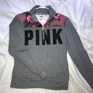 PINK Floral Shoulders Sweatshirt